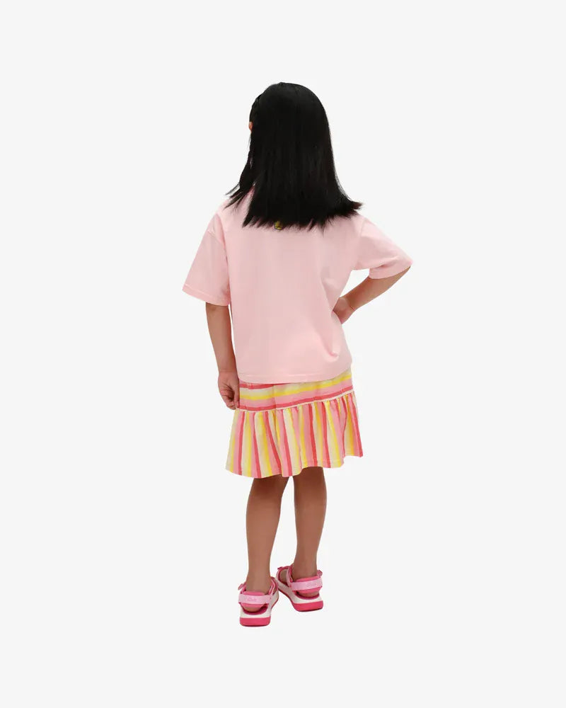Pink Lemonade Tee for girls by The Girl Club, featuring a bright pink top with playful lemonade graphic design.
