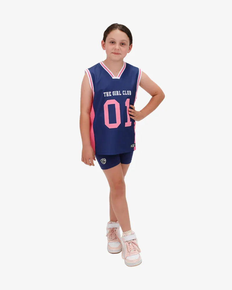 Girls' basketball tank top by The Girl Club, featuring a sporty design and comfortable fit for active wear.