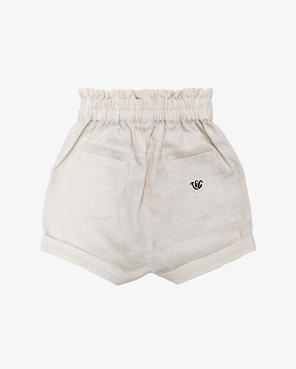 The Girl Club Shorts Cream Linen Shorts