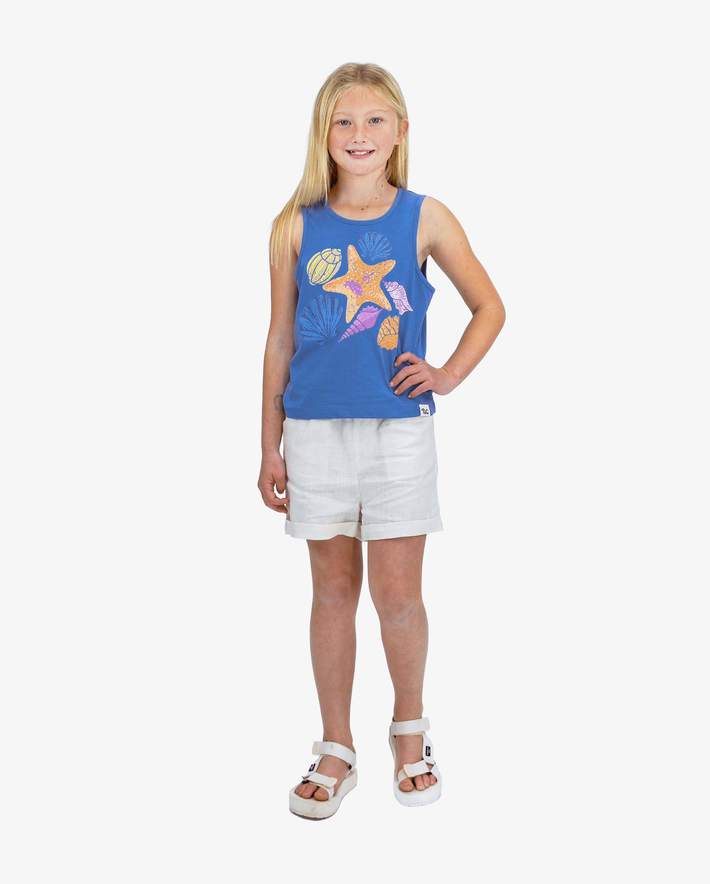 The Girl Club Tees Blue Shell Tank Top