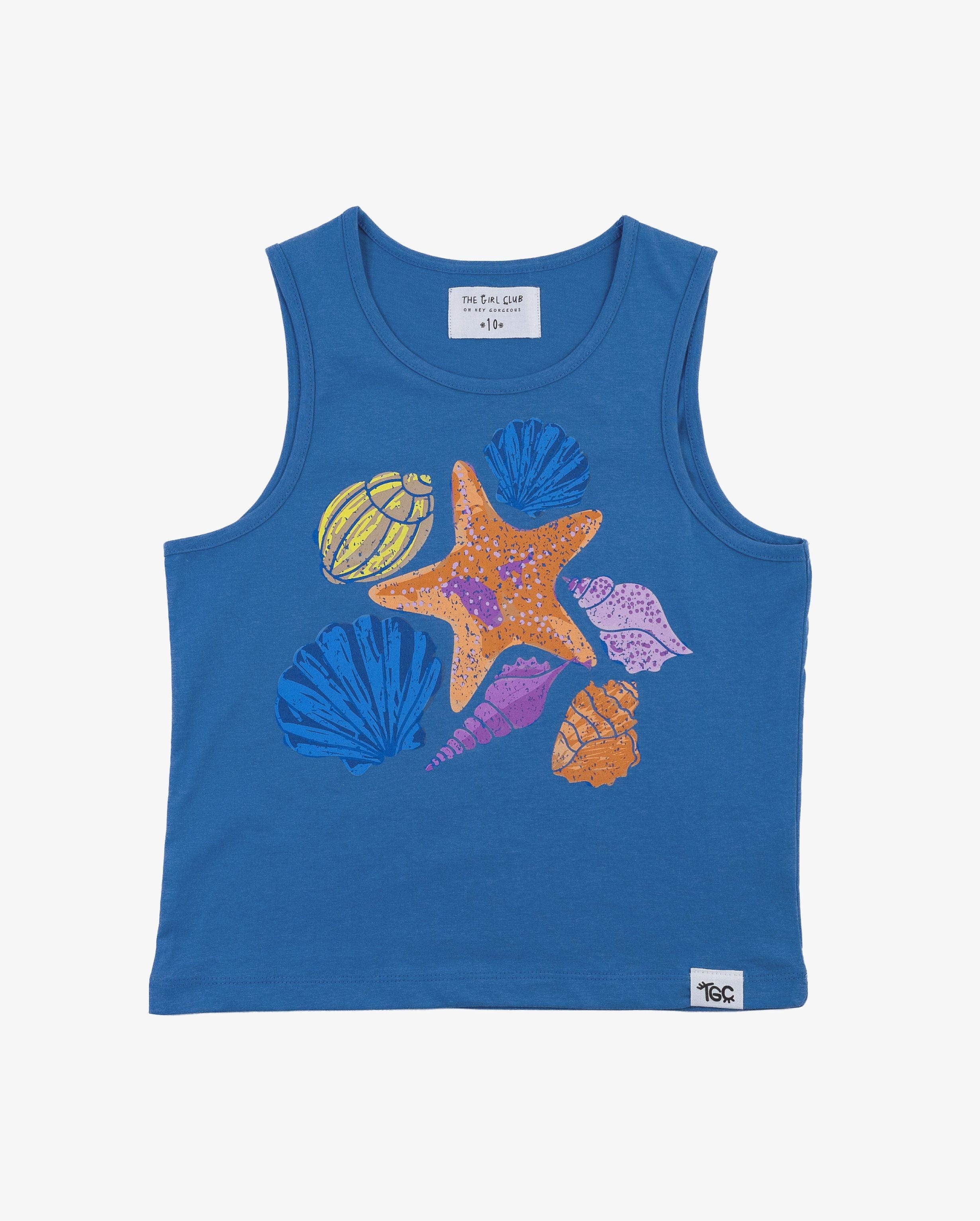 The Girl Club Tees Blue Shell Tank Top