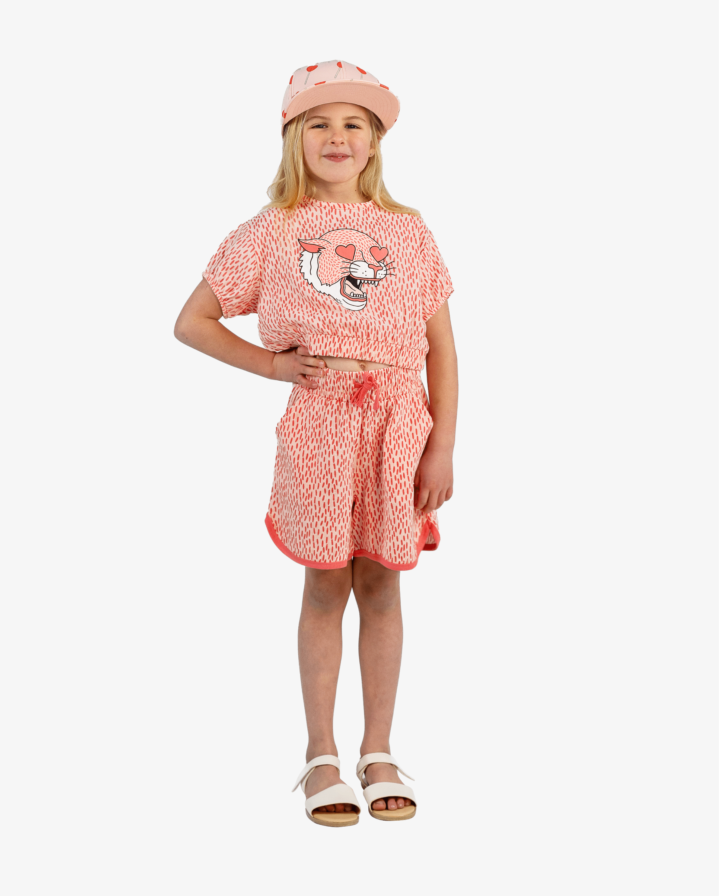 The Girl Club Tees Coral Leopard Heart Muslin Top