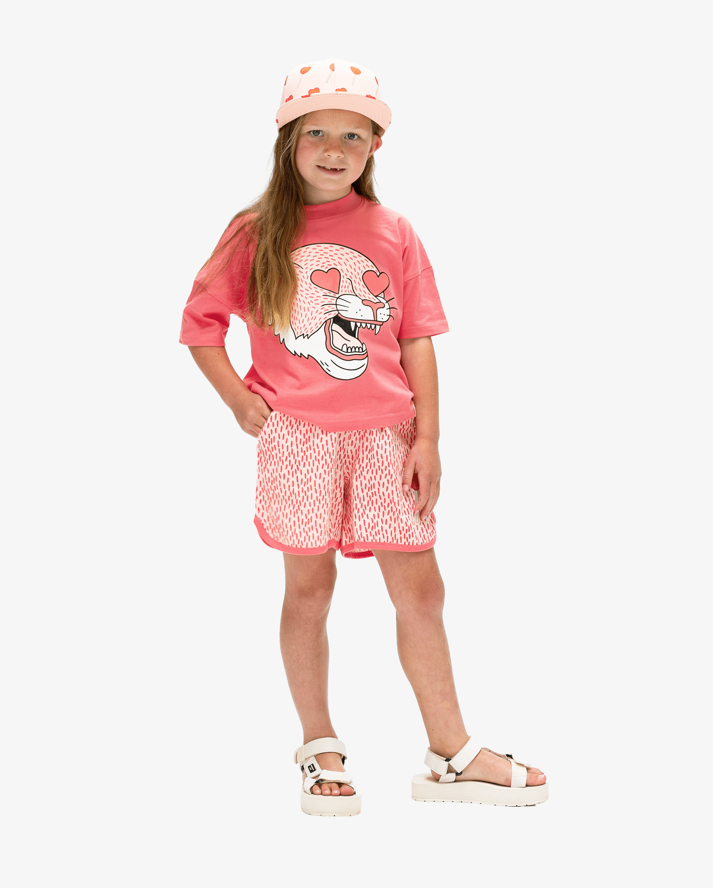 The Girl Club Tees Coral Leopard Heart Relaxed Tee