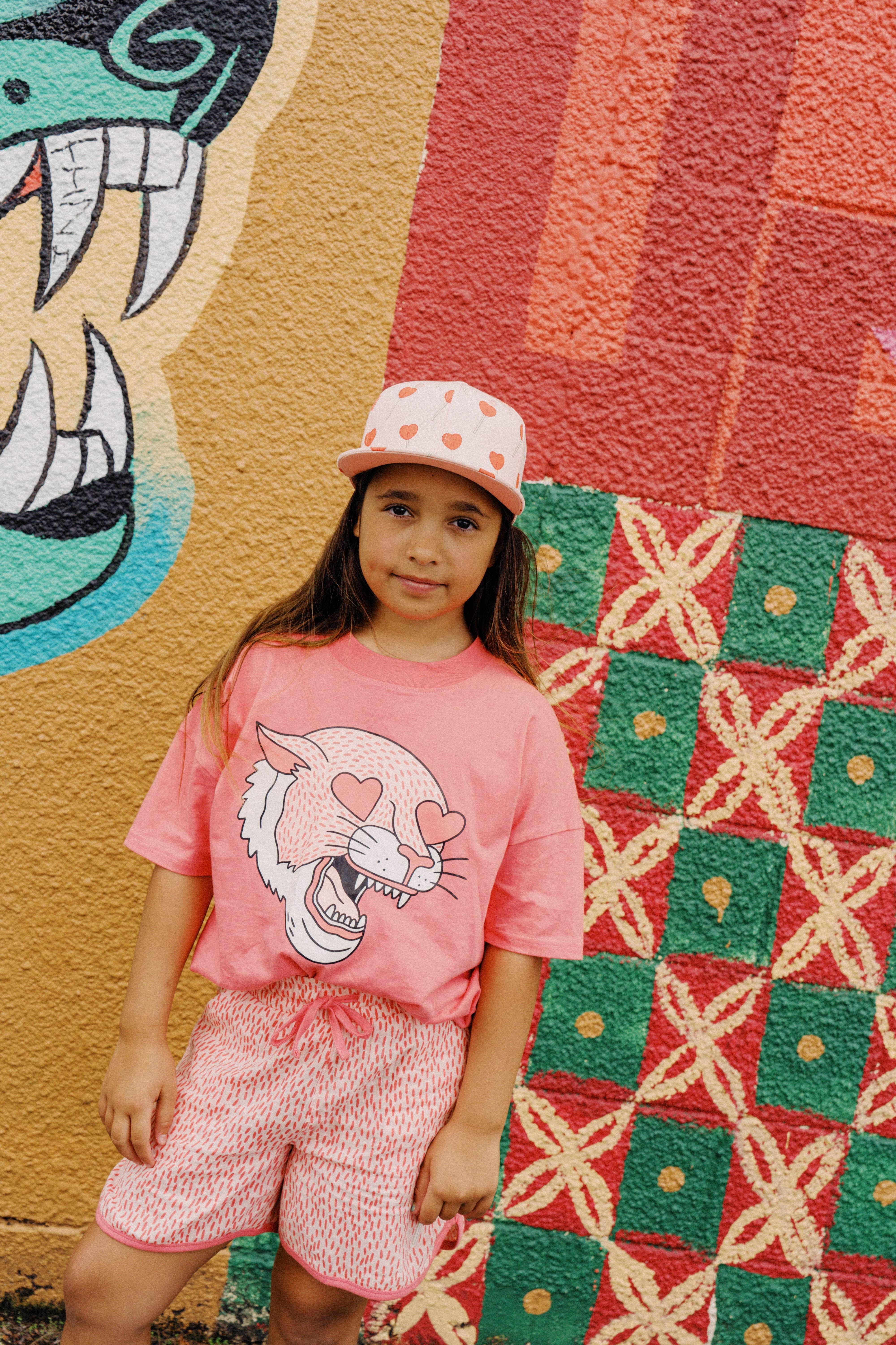 The Girl Club Tees Coral Leopard Heart Relaxed Tee