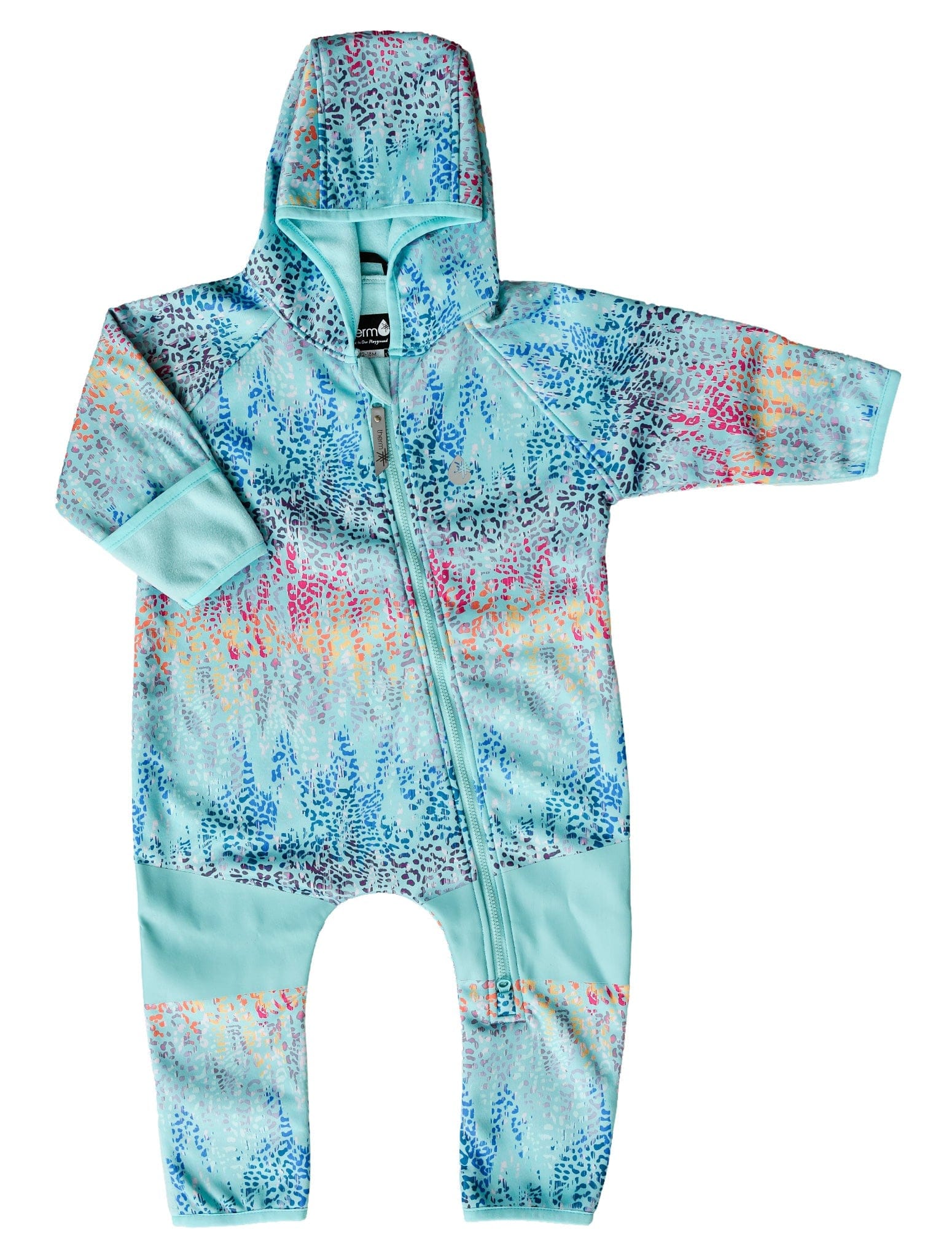 Therm Girls All In One All-Weather Fleece Onesie - Rainbow Leopard