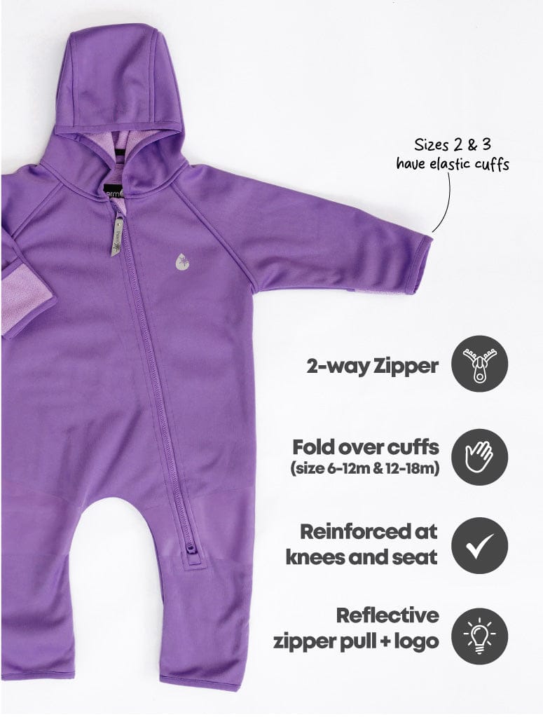 Therm Girls All In One All-Weather Fleece Onesie - Violet
