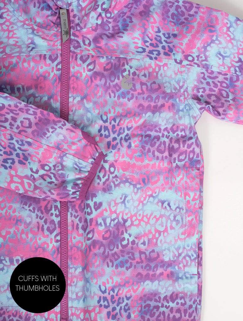 Therm Girls Jacket 10K Packaway Rainshell - Rainbow Leopard