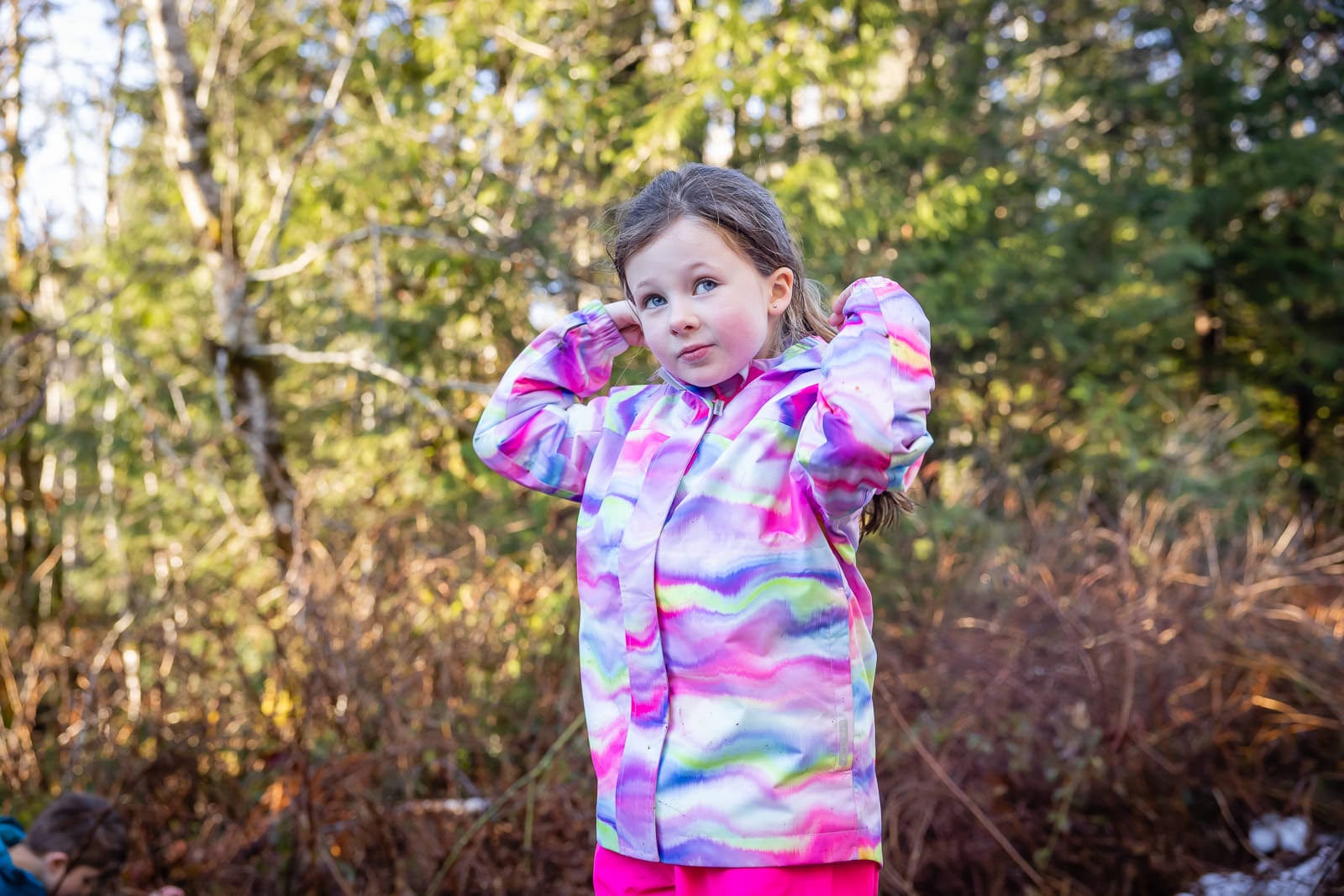 Therm Girls Jacket 10K Packaway Rainshell - Rainbow Wave