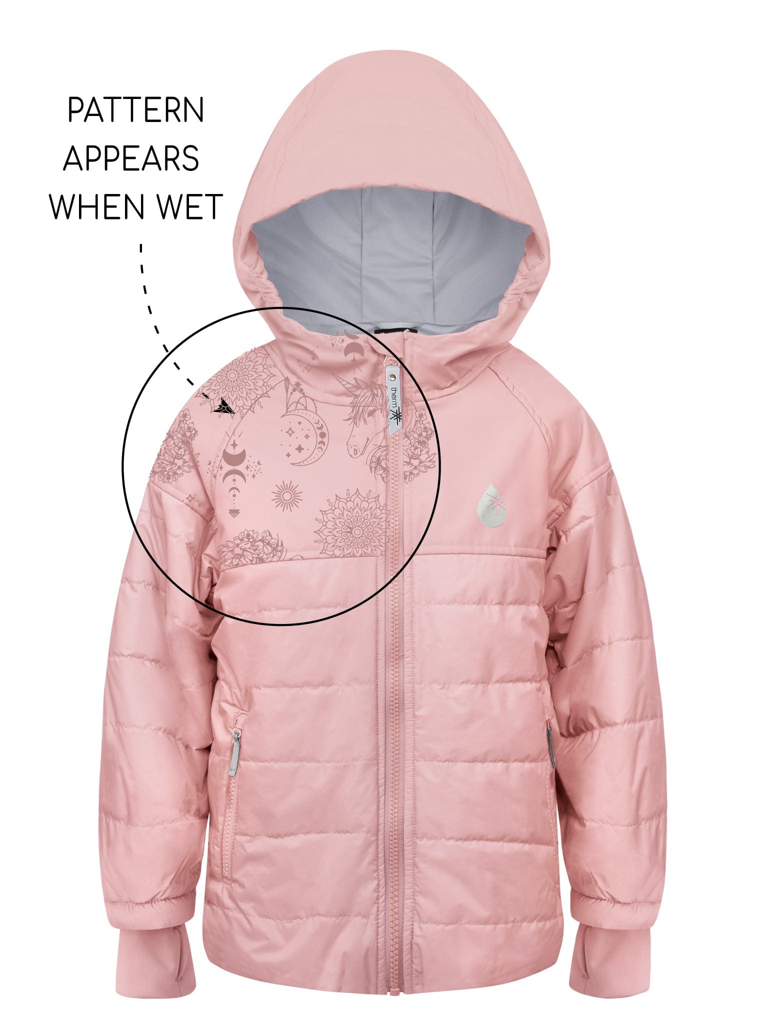 Therm Girls Jacket Hydracloud Puffer Jacket - Dusky Pink | Celestial Unicorn