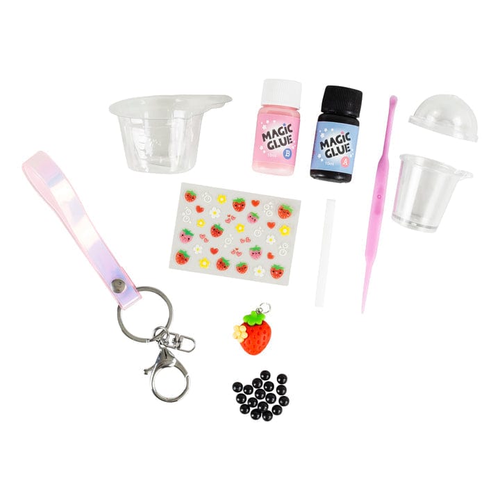 Tiger Tribe Gift Stationery Bag Charm Kit - Strawberry Bubble Tea