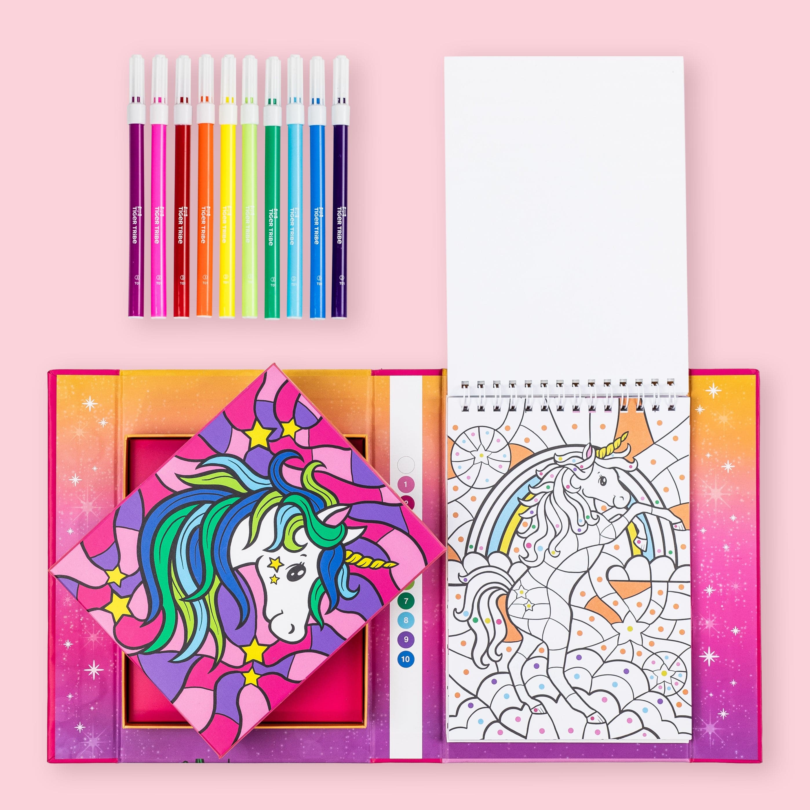 Tiger Tribe Gift Stationery Colour by Numbers - Unicorn Dreaming