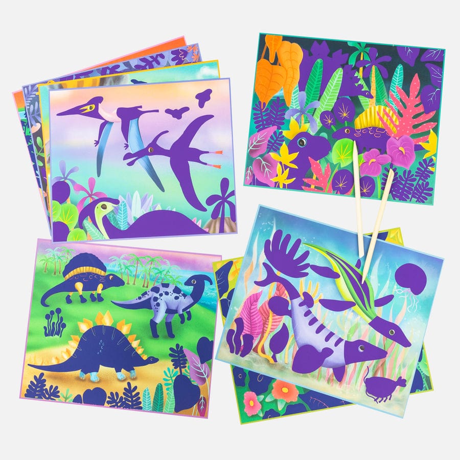 Tiger Tribe Gift Stationery Scratch Art - Dinosaurs