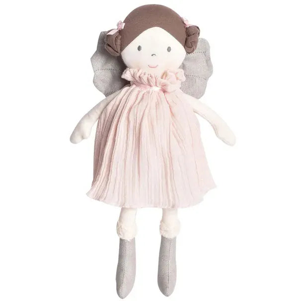 Soft toy doll from Tikiri Collection, Angelina in light skin, designed for children, with gentle features and cuddly texture.