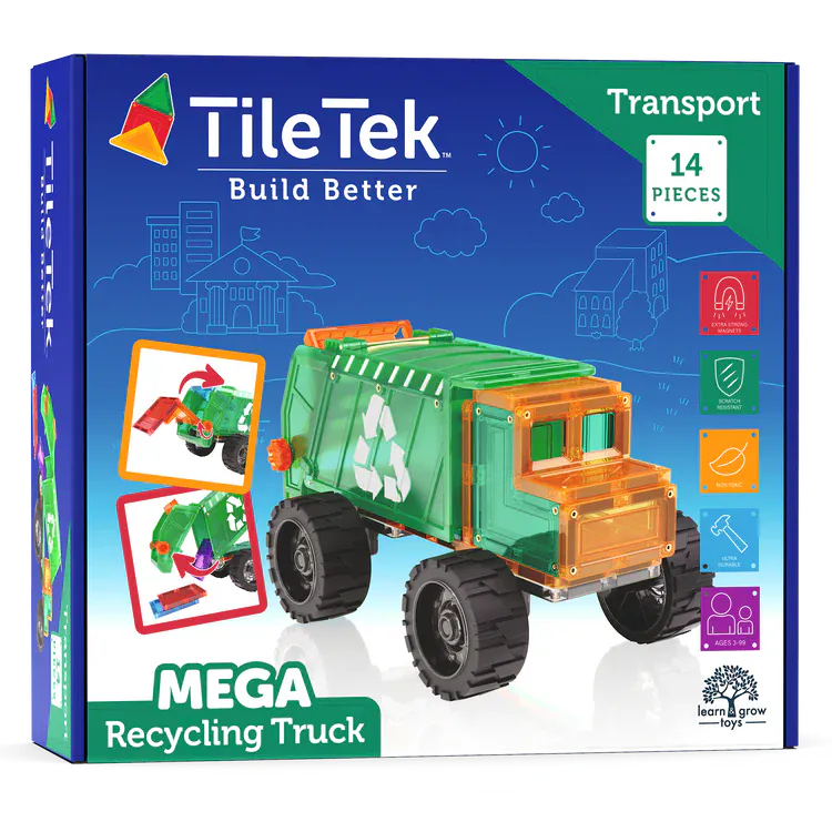 TileTek Toys TileTek -14 Piece Mega Recycling Truck