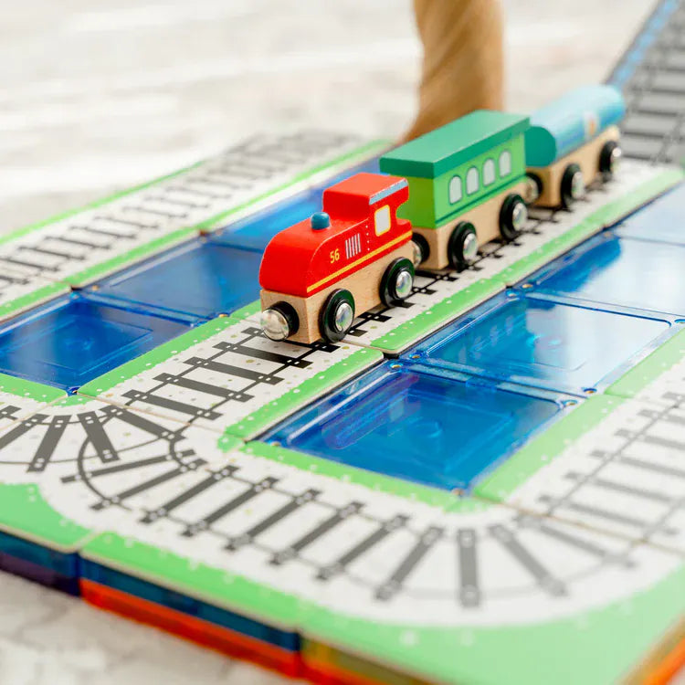 TileTek Toys TileTek - 36 Piece Magnetic Tile Toppers - Train