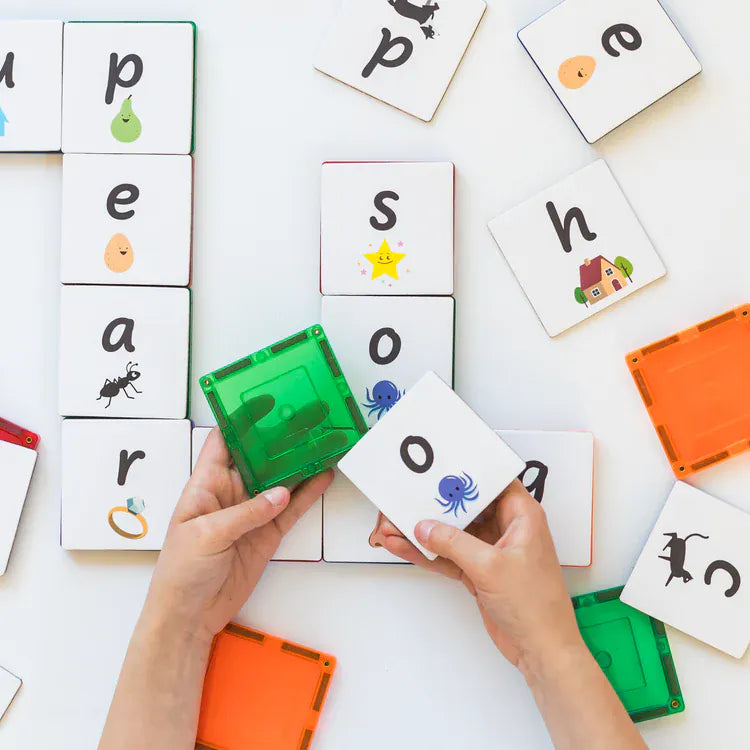 TileTek Toys TileTek - 40 Piece Magnetic Tile Toppers - Alphabet Lowercase