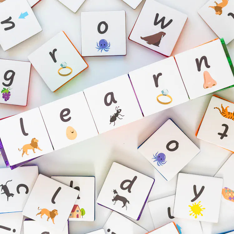 TileTek Toys TileTek - 40 Piece Magnetic Tile Toppers - Alphabet Lowercase