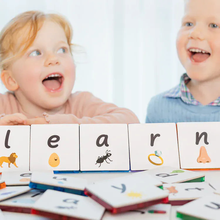 TileTek Toys TileTek - 40 Piece Magnetic Tile Toppers - Alphabet Lowercase