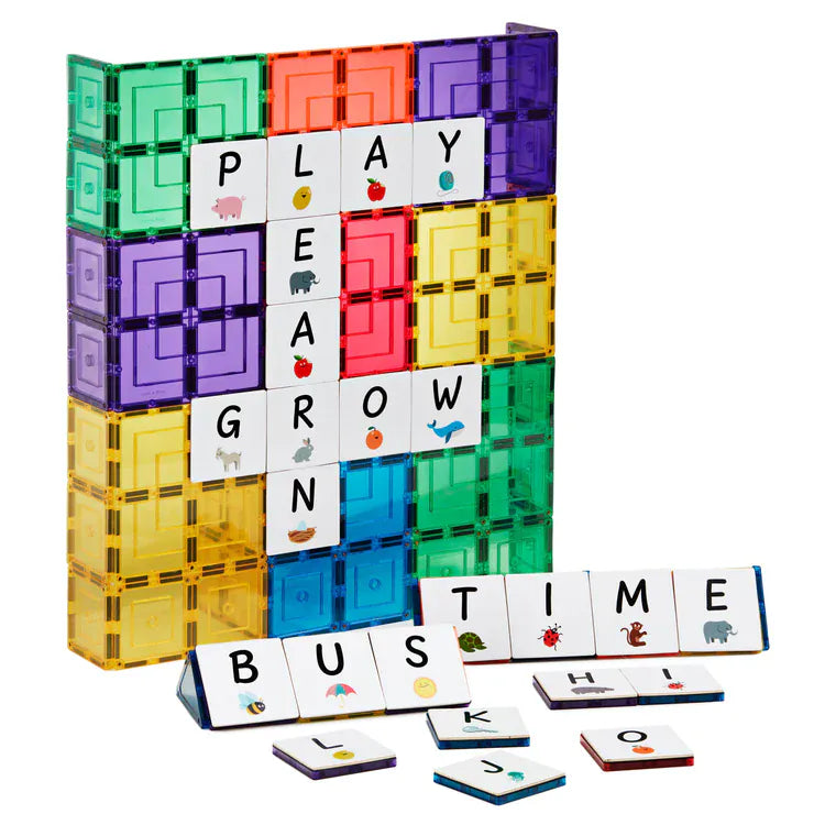 TileTek Toys TileTek - 40 Piece Magnetic Tile Toppers - Alphabet Uppercase