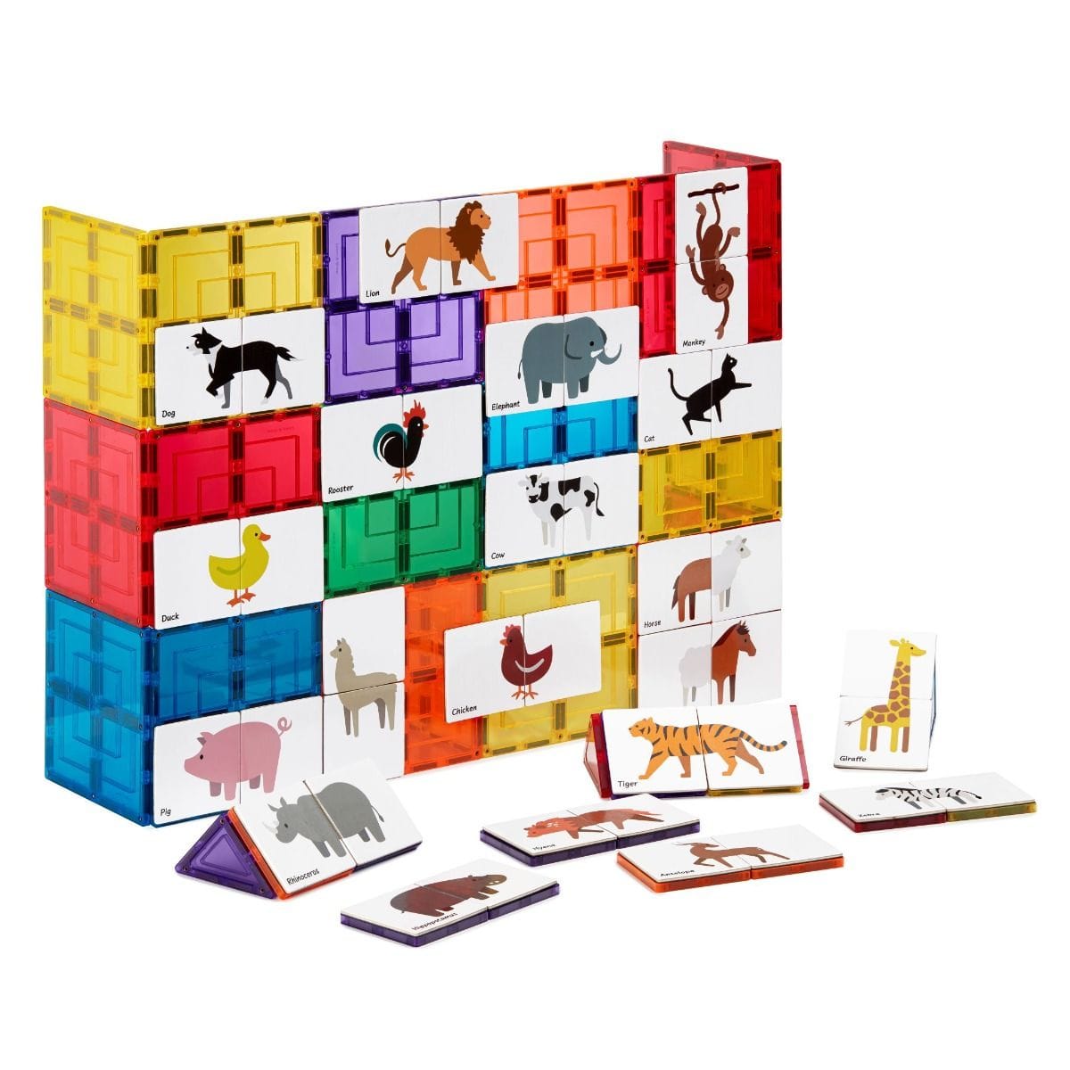 TileTek Toys TileTek - 40 Piece Magnetic Tile Toppers - Animal Pack