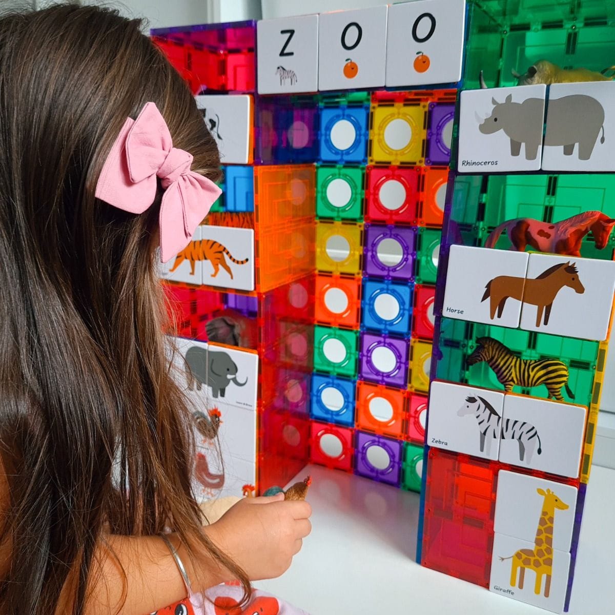 TileTek Toys TileTek - 40 Piece Magnetic Tile Toppers - Animal Pack