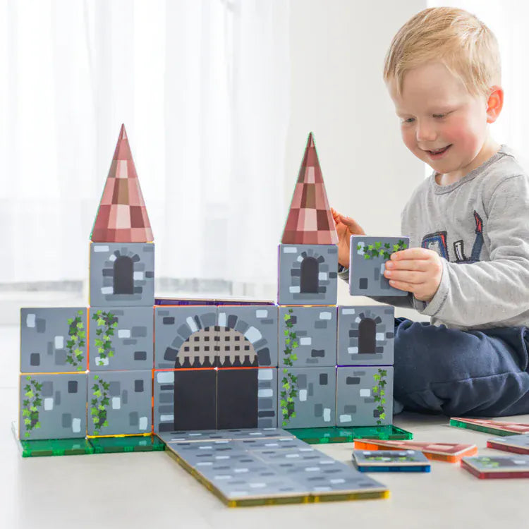 TileTek Toys TileTek - 40 Piece Magnetic Tile Toppers - Castle Pack