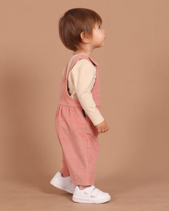 Tiny Tribe Boys All In Ones Dusty Pink Corduroy Dungaree Overall