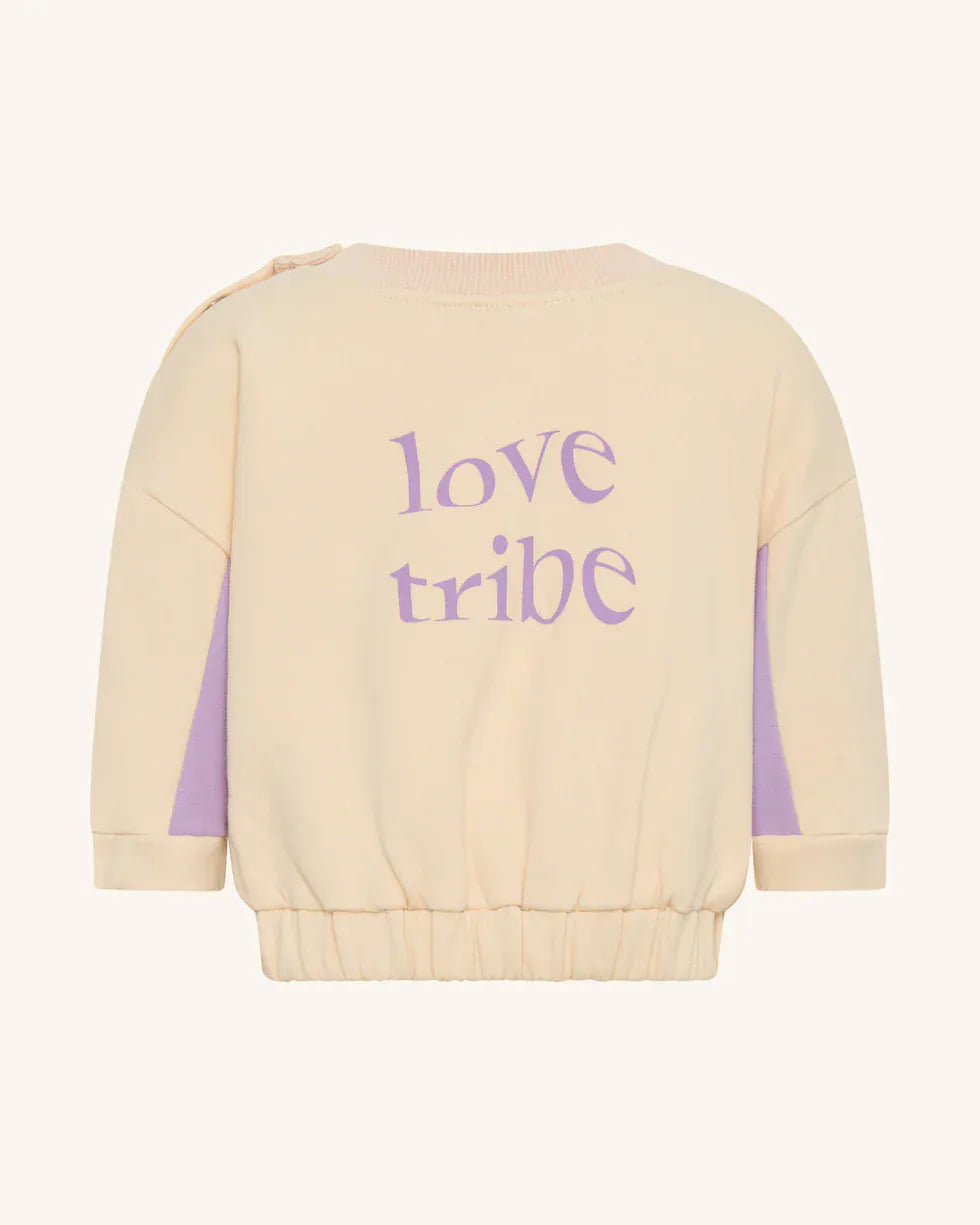 Girls Lilac Love Tribe set, Tiny Tribe all-in-one romper featuring a cute lilac design and comfortable fit.