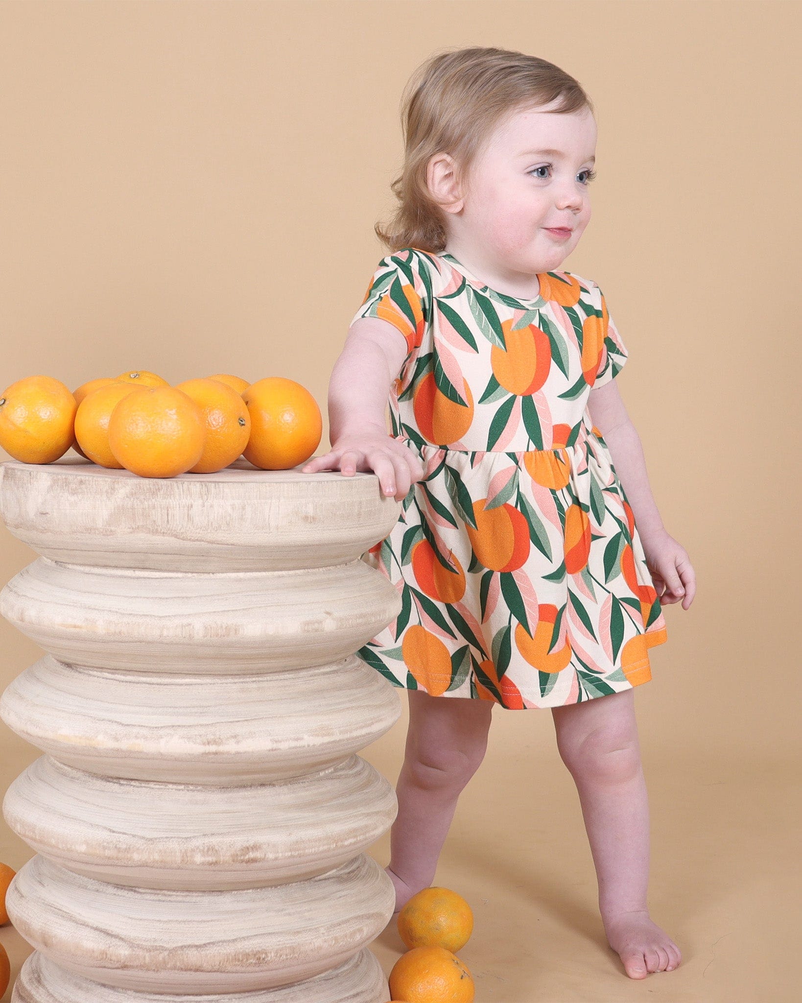 Tiny Tribe Girls Dress Orange Grove All-In-One Dress