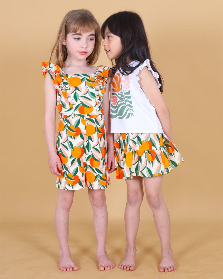 Tiny Tribe Girls Dress Orange Grove Ruffle Playsuit