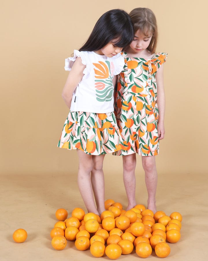 Tiny Tribe Girls Dress Orange Grove Ruffle Playsuit