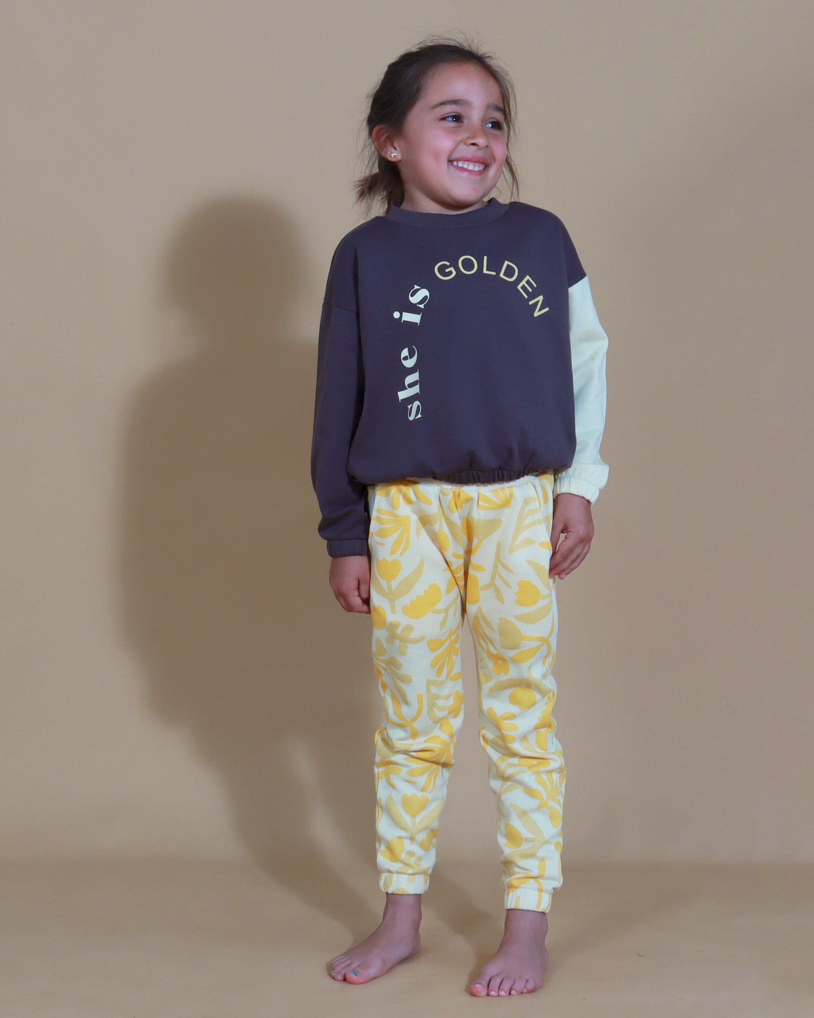 Tiny Tribe Girls Top She Is Golden Drop Shoulder Sweat Top