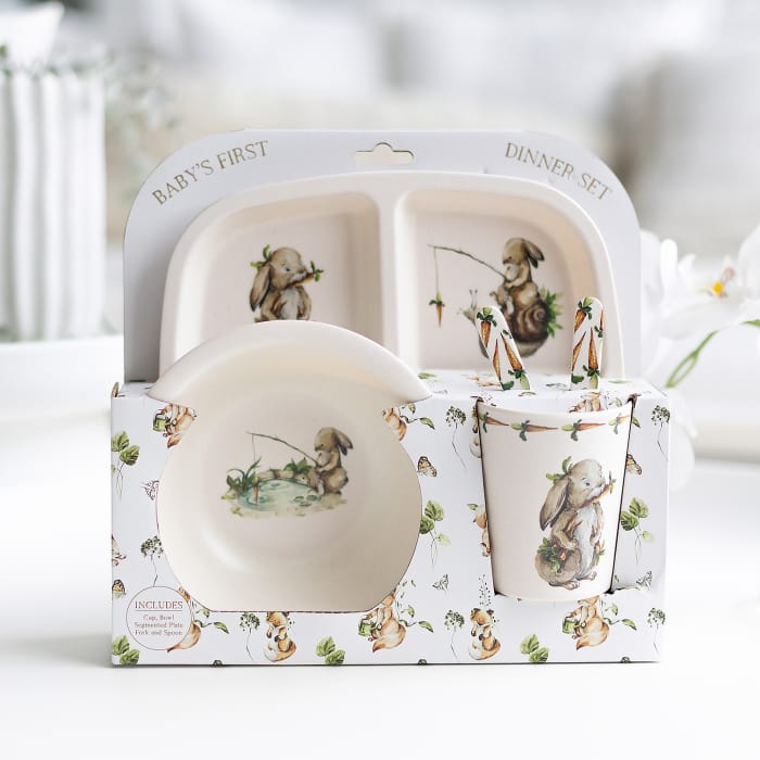 Tiny Wonders My First Dinner Set accessory feeding set with child-friendly plates, bowl, cup, and utensils