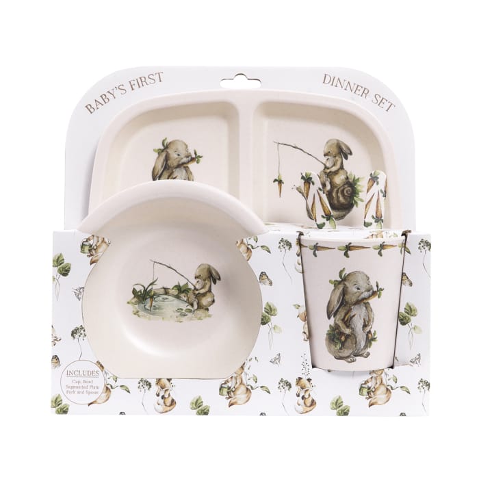 Tiny Wonders My First Dinner Set accessory feeding set with child-sized plates, bowl, cup, and utensils
