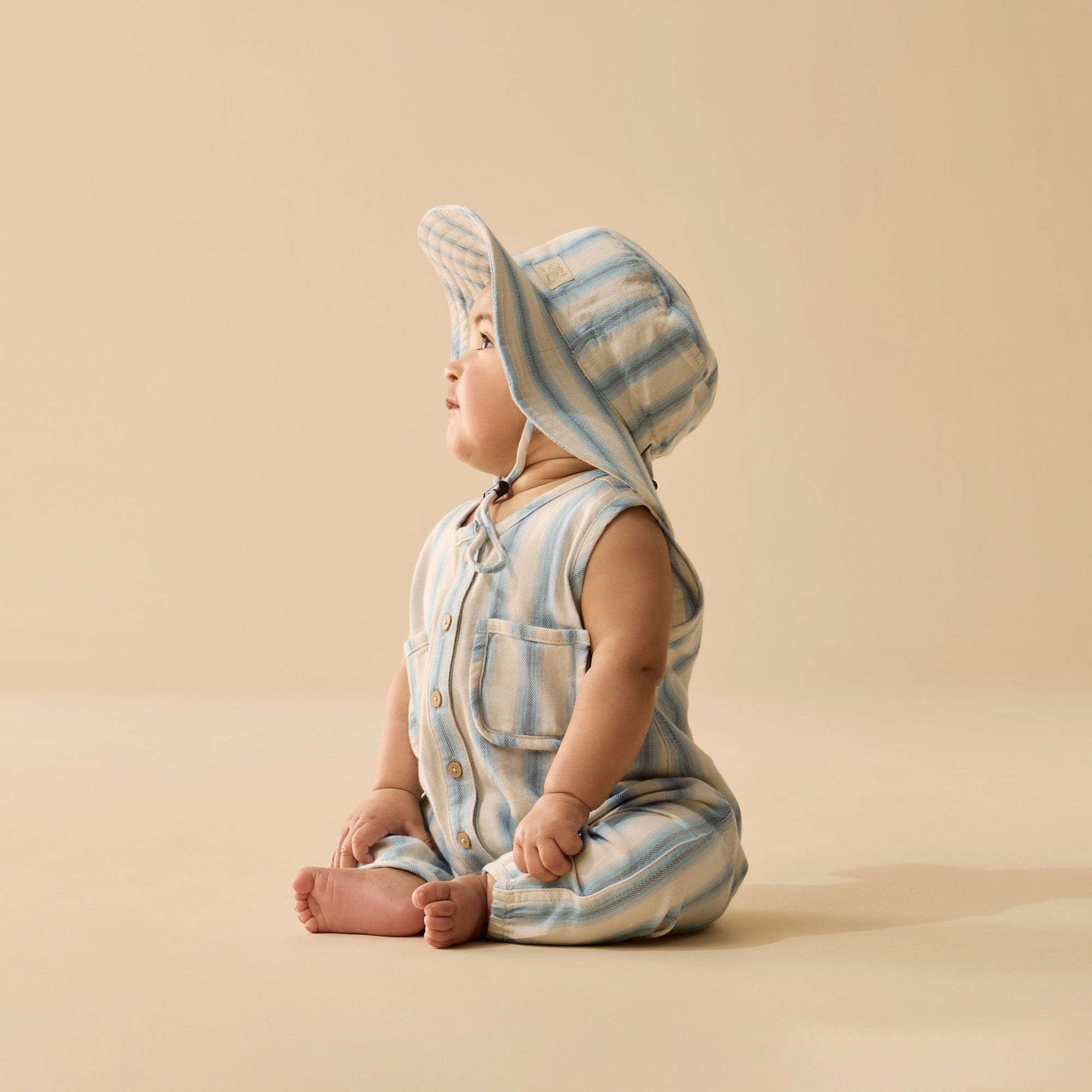 Wilson & Frenchy Accesories Hats Deep Blue Stripe Organic Sunhat