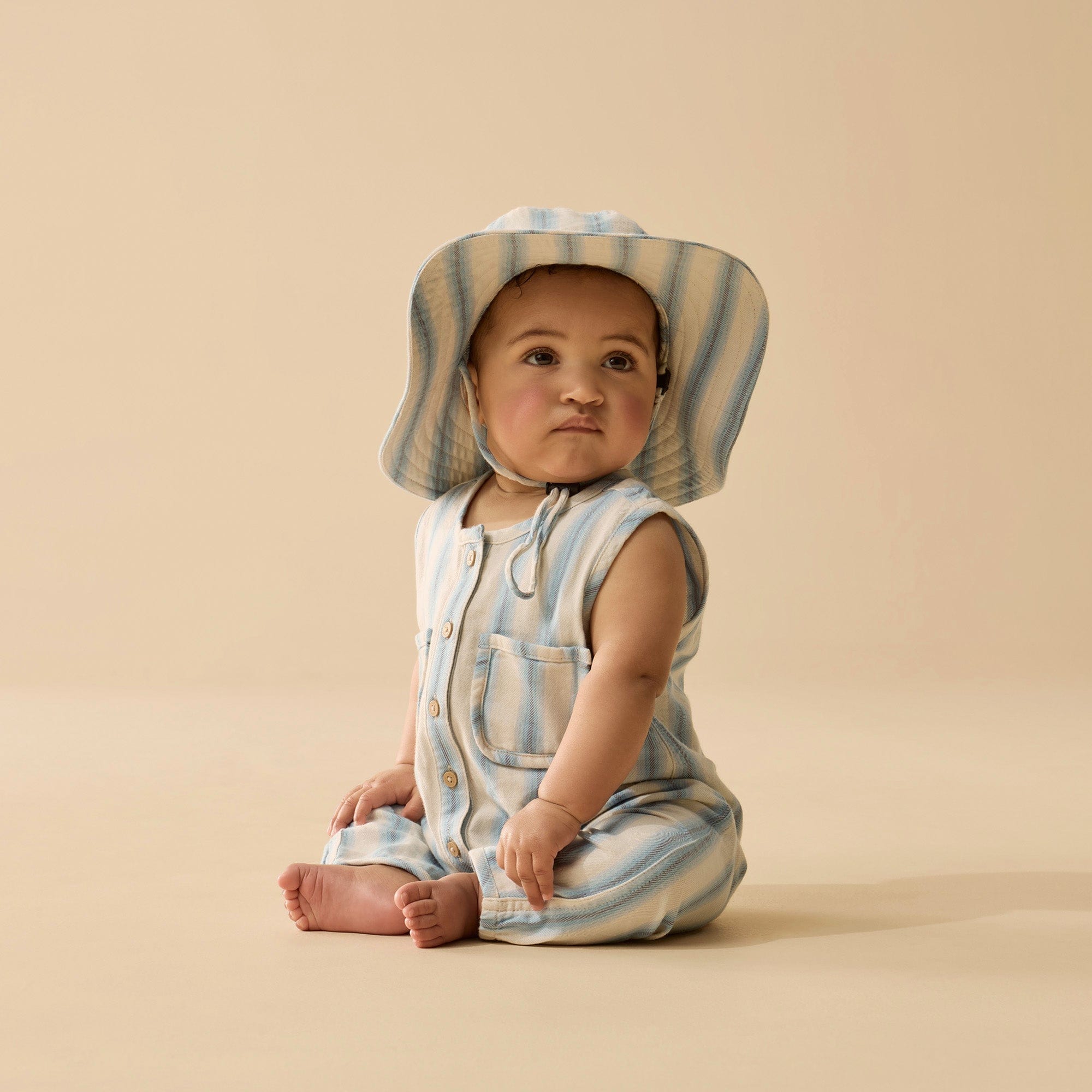 Wilson & Frenchy Accesories Hats Deep Blue Stripe Organic Sunhat