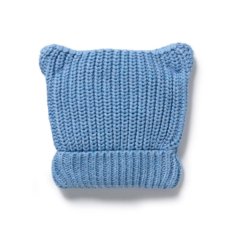Wilson & Frenchy Accessories Hats 0-3M Frosted Blue Organic Knitted Bear Hat