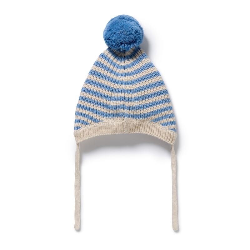 Wilson & Frenchy Accessories Hats Frosted Blue Organic Knitted Stripe Bonnet
