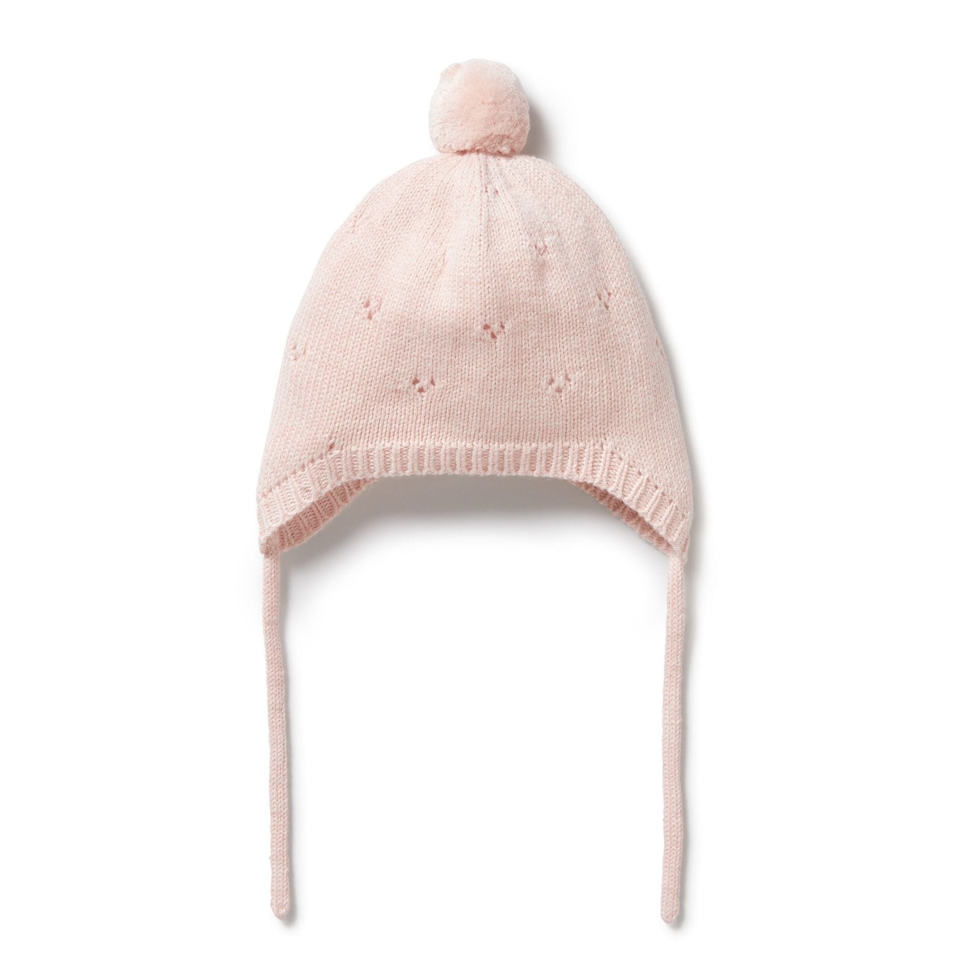 Wilson & Frenchy Accessories Hats Pink Knitted Pointelle Bonnet
