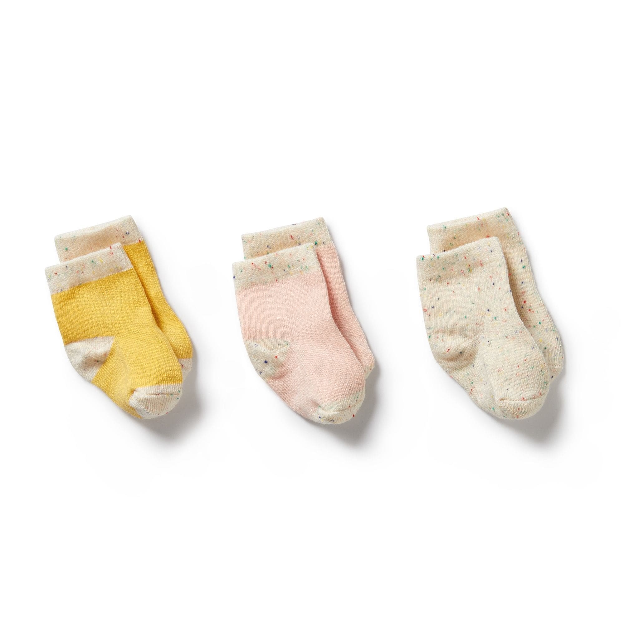 Wilson & Frenchy Accessory Socks Dijon/Pink/Fleck / 0-3M Organic 3 Pack Baby Socks