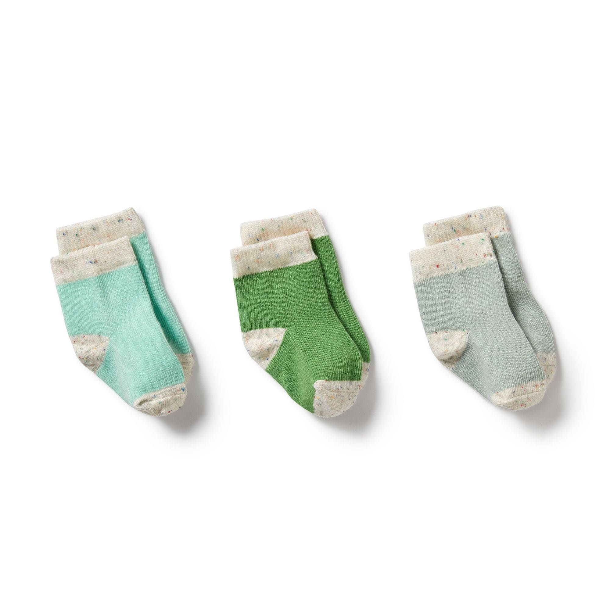Wilson & Frenchy Accessory Socks Mint Green/Cactus/Smoke Blue / 0-3M Organic 3 Pack Baby Socks