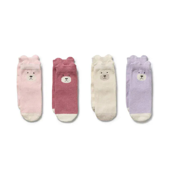 Wilson & Frenchy Accessory Socks Plum/StrawberryCream/Lilac/Buttermilk / 0-3M Girls Organic 4 Pack Baby Socks