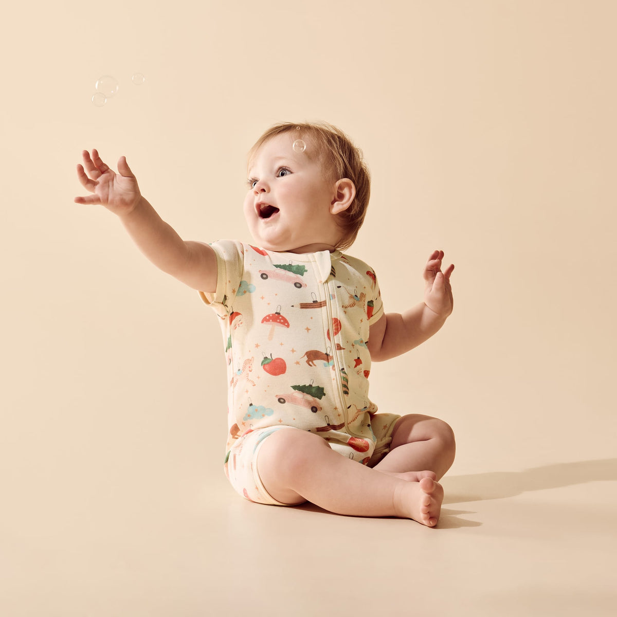 Wilson & Frenchy Boys All In Ones 0-3M Deck the Halls Organic Rib Boyleg Zipsuit