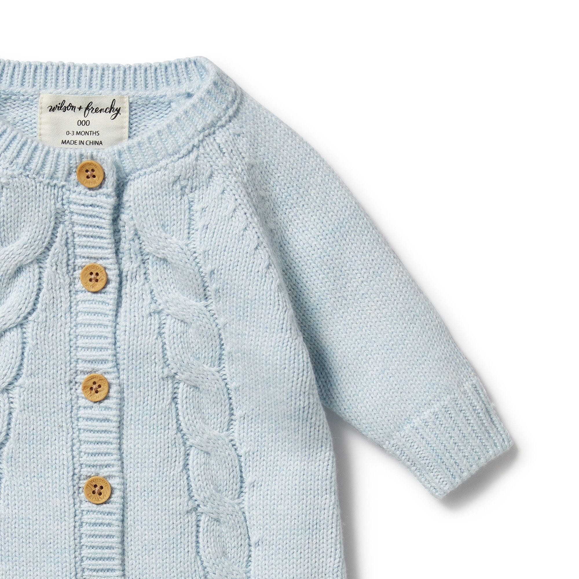 Wilson & Frenchy Boys All In Ones Bluebell Fleck Knitted Cable Growsuit