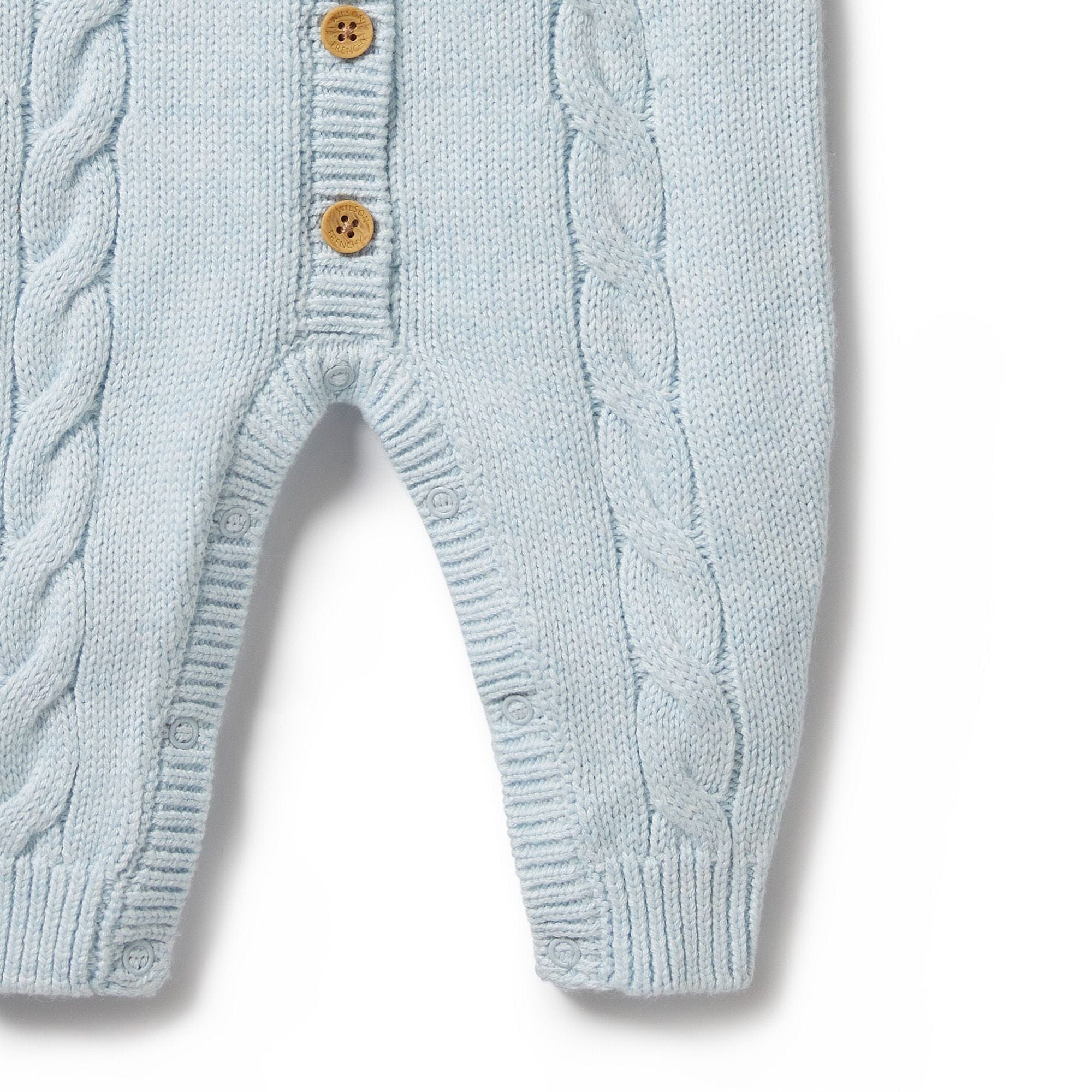 Wilson & Frenchy Boys All In Ones Bluebell Fleck Knitted Cable Growsuit