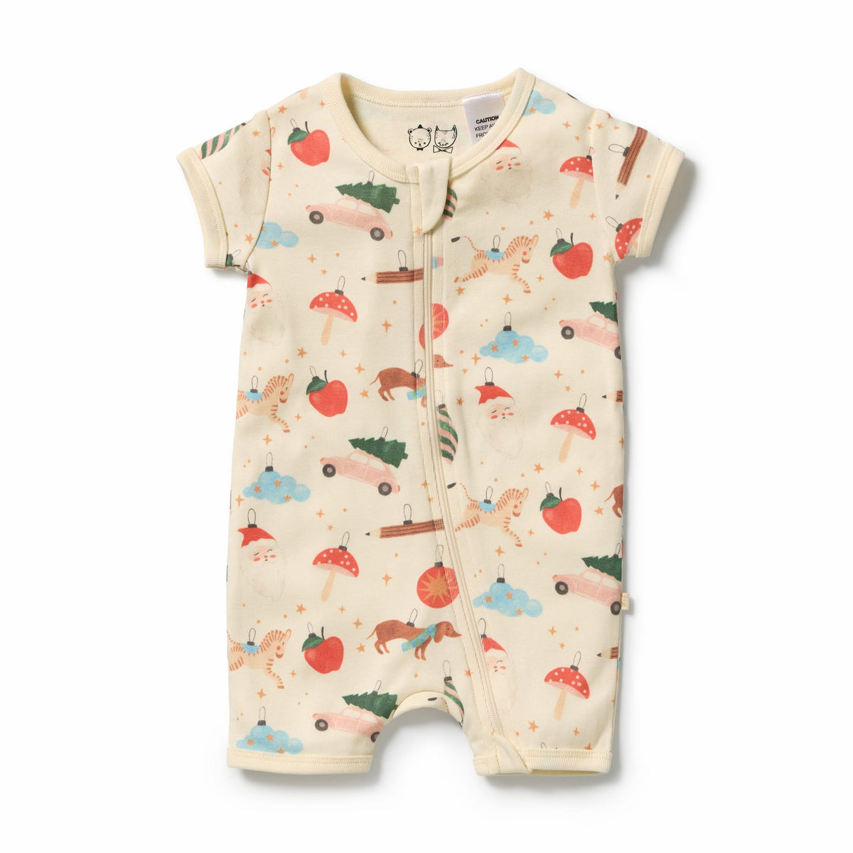 Wilson & Frenchy Boys All In Ones Deck the Halls Organic Rib Boyleg Zipsuit