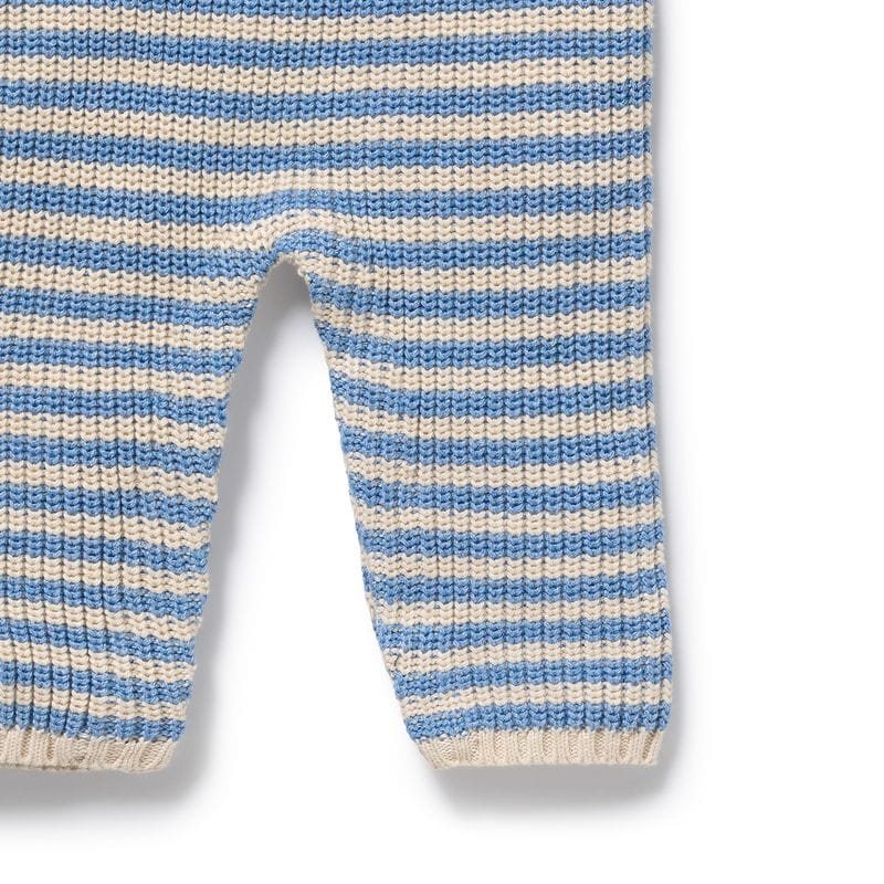 Wilson & Frenchy Boys All In Ones Frosted Blue Organic Stripe Knitted Overall
