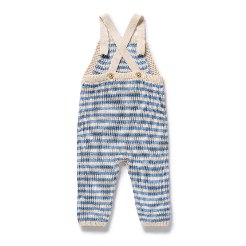 Wilson & Frenchy Boys All In Ones Frosted Blue Organic Stripe Knitted Overall
