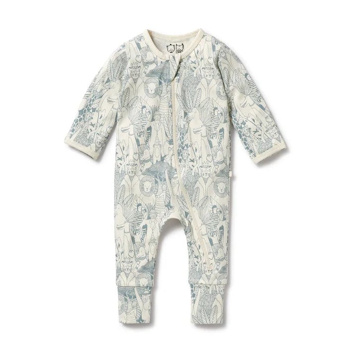 Wilson & Frenchy Boys All In Ones Hello Friends Organic Zipsuit with Feet