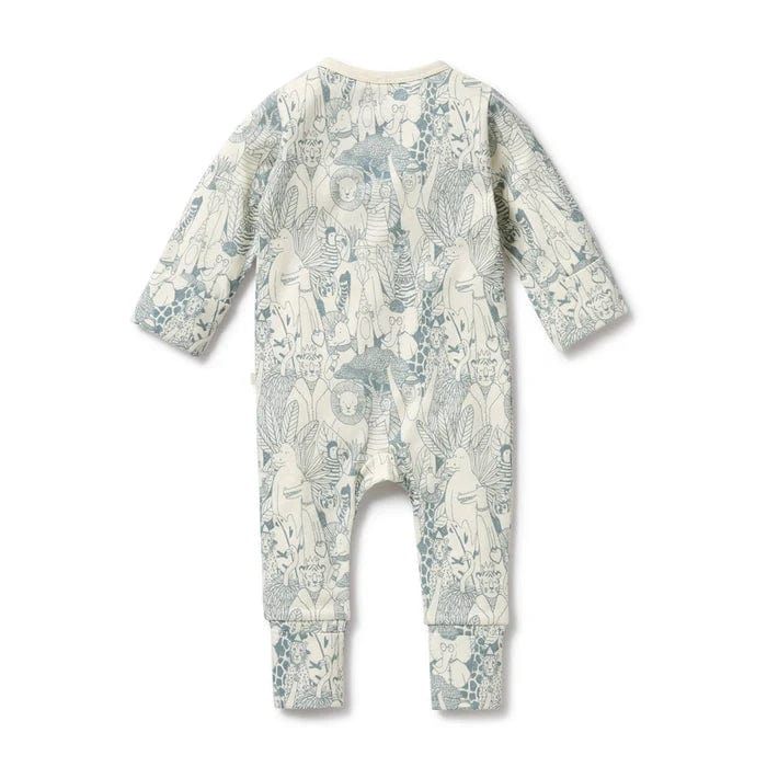 Wilson & Frenchy Boys All In Ones Hello Friends Organic Zipsuit with Feet